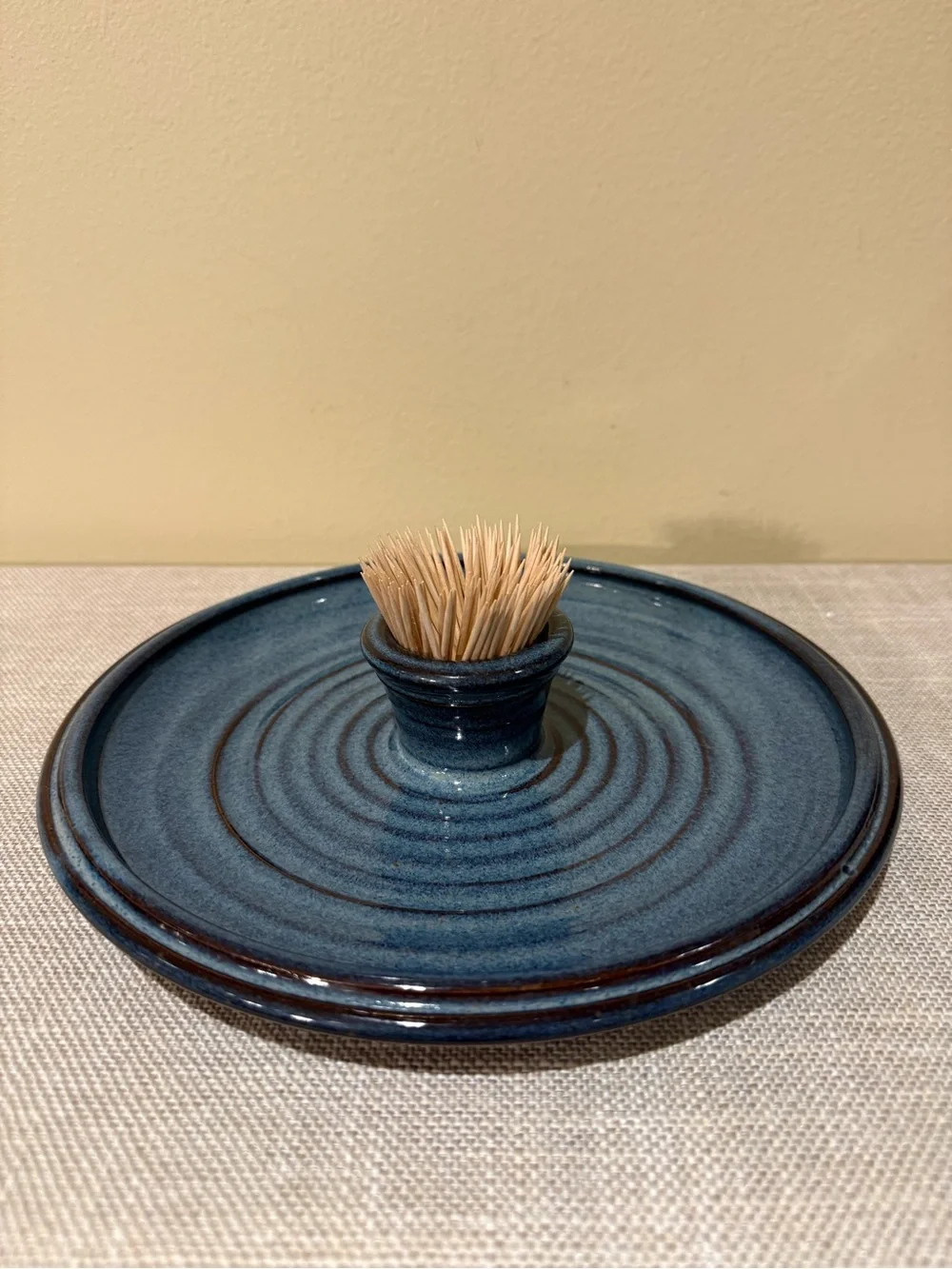 Handmade Studio Pottery Blue Glazed Appetizer Condiment  Relish Server Tray